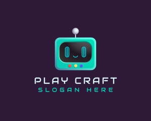 Cute Robot TV Screen App logo design