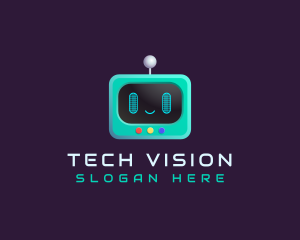 Tv - Cute Robot TV Screen App logo design
