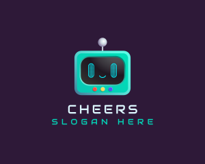 Remote - Cute Robot TV Screen App logo design
