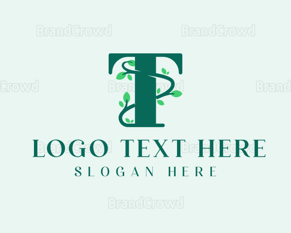 Floral Leaf Letter T Logo