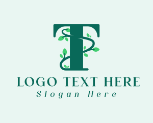 Teal Vine Letter T Logo