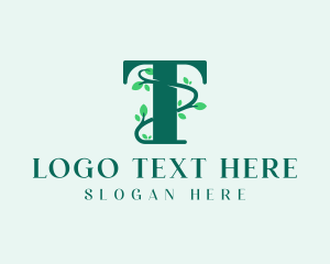 Vine - Floral Leaf Letter T logo design