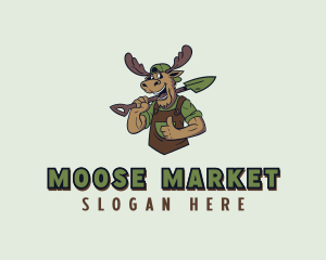 Gardener Moose Landscaper logo design