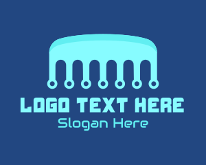 Cyber - Blue Circuitry Comb logo design