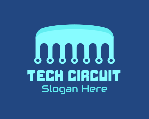 Blue Circuitry Comb logo design