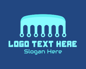 Techy - Blue Circuitry Comb logo design