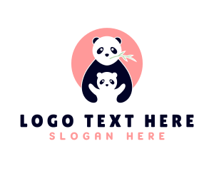 Asian - Panda Bear & Cub Zoo logo design