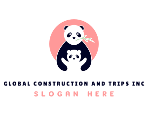 Panda Bear & Cub Zoo Logo