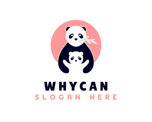 Panda Bear & Cub Zoo Logo