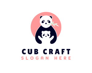 Panda Bear & Cub Zoo logo design