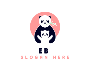 Lazy - Panda Bear & Cub Zoo logo design