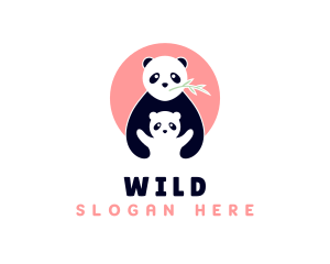 Child - Panda Bear & Cub Zoo logo design