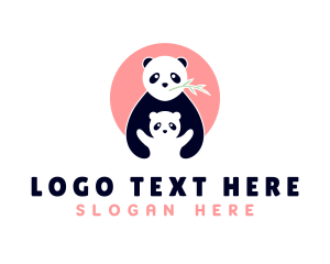 Young - Panda Bear & Cub Zoo logo design