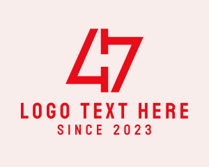 Letter H - Red Number 47 logo design