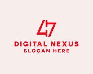 Digit - Red Number 47 logo design