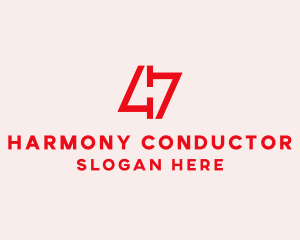 Red Number 47  logo design