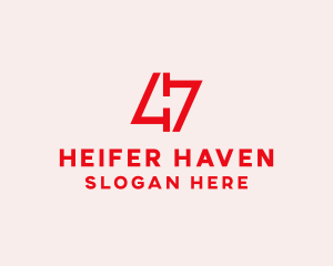 Red Number 47  logo design