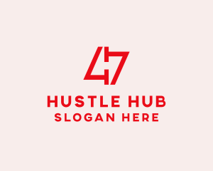 Red Number 47  logo design