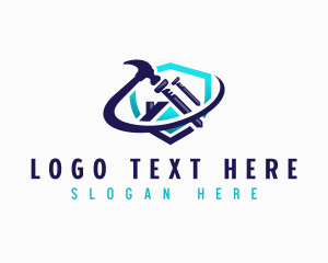 Industrial - Hammer Nail Builder logo design