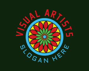 Flower Mandala Stained Glass Logo