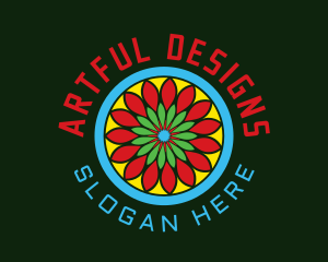 Flower Mandala Stained Glass logo design