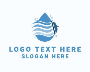 Window Cleaning - Water Drop Squeegee Cleaning logo design