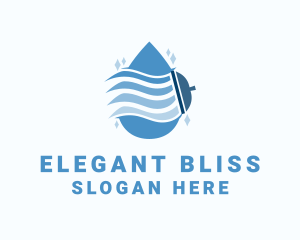 Squeegee - Water Drop Squeegee Cleaning logo design