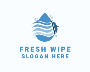 Wipe - Water Drop Squeegee Cleaning logo design