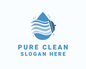 Water Drop Squeegee Cleaning logo design