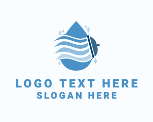 Water Drop Squeegee Cleaning Logo