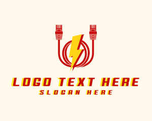 Fast - Lightning Cord Cable logo design