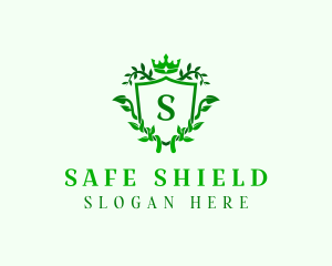 Shield Crown Wreath logo design