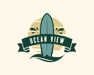 Surfboard Wave Resort logo design