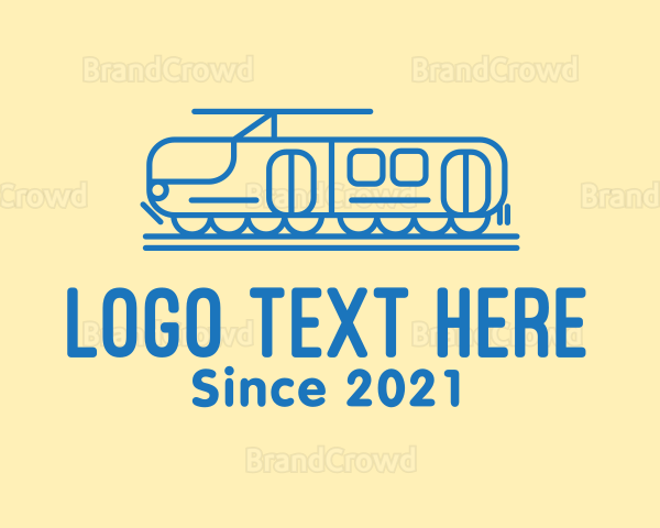 Blue Train Tram Railroad Logo