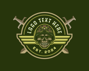 Menacing - Skull Military Sword logo design