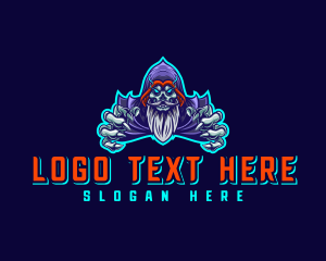 Fantasy - Sorcerer Wizard Skull logo design