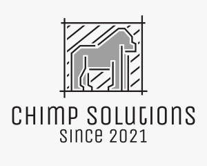 Chimpanzee - Gorilla Animal Square logo design