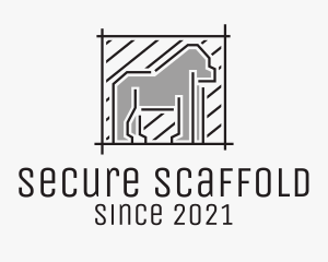 Scaffolding - Gorilla Animal Square logo design