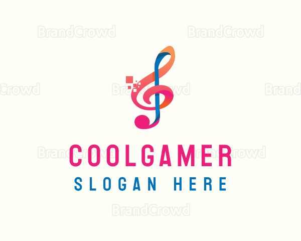 Colorful Digital Musical Note Logo