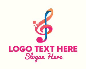 Electronic Music - Colorful Digital Musical Note logo design