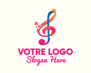 Colorful Digital Musical Note Logo