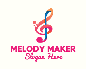 Singer - Colorful Digital Musical Note logo design