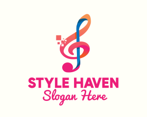 Music - Colorful Digital Musical Note logo design
