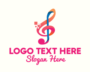 Sing - Colorful Digital Musical Note logo design