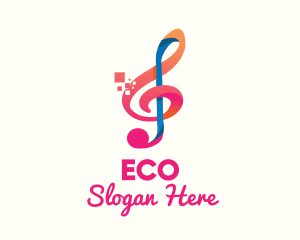 Colorful Digital Musical Note logo design