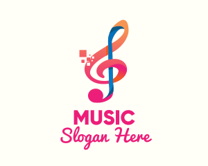 Colorful Digital Musical Note logo design