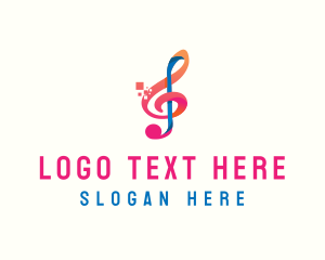Orchestra - Colorful Digital Musical Note logo design