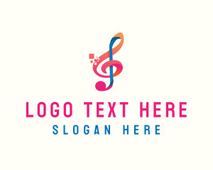 Colorful Digital Musical Note Logo