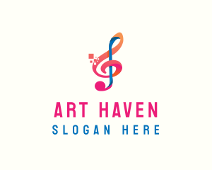 Colorful Digital Musical Note logo design