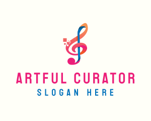 Colorful Digital Musical Note logo design